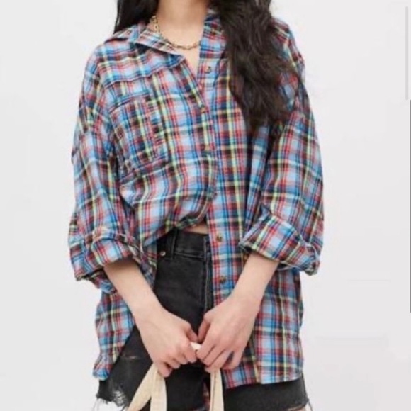 Urban Outfitters Bryce Oversize Plaid Button Down Shirt Size Women’s Sma… - Picture 3 of 13